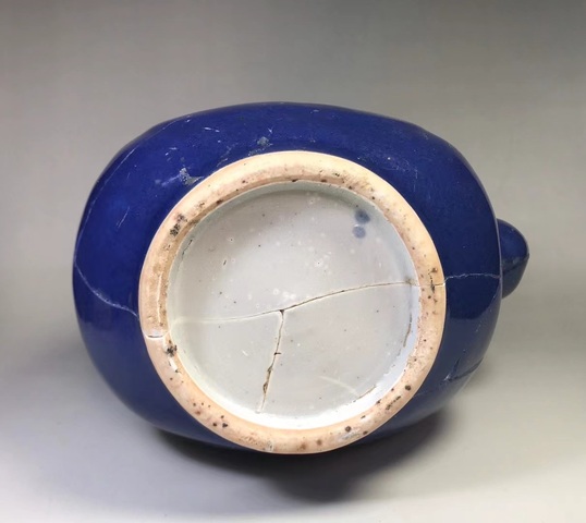 古玩陶瓷藍釉執壺標本真品鑒賞圖