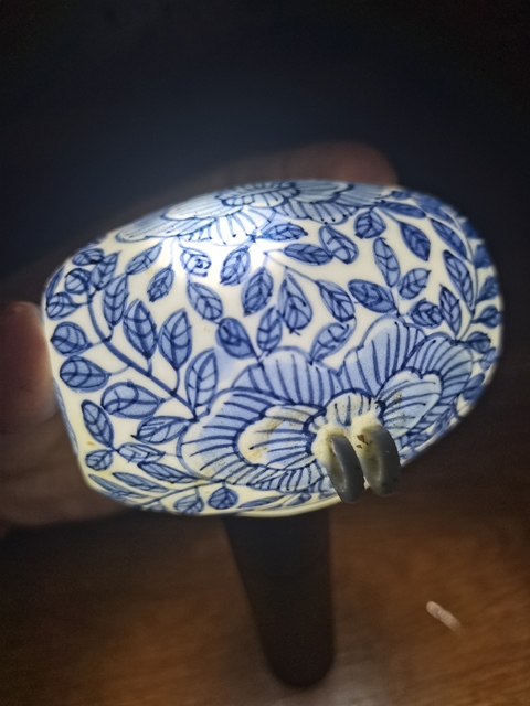 古玩陶瓷花卉紋青花鳥食罐真品鑒賞圖