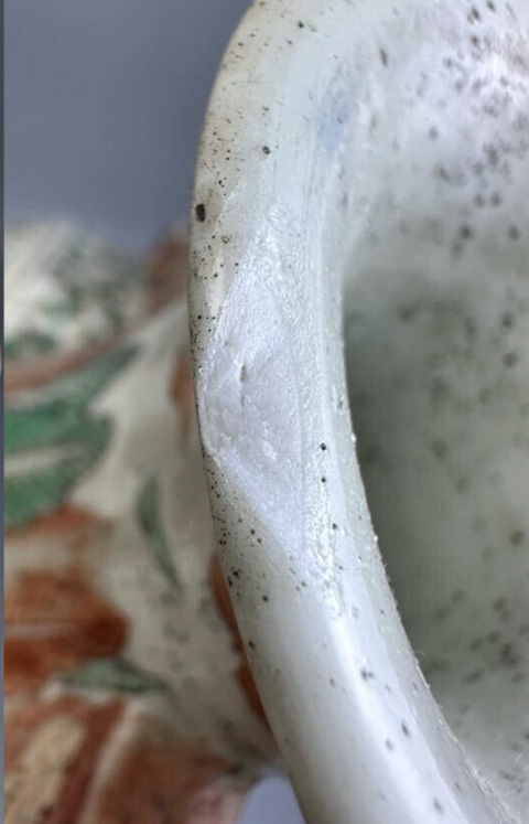 古玩陶瓷五彩龍鳳紋雙耳抱月瓶真品鑒賞圖