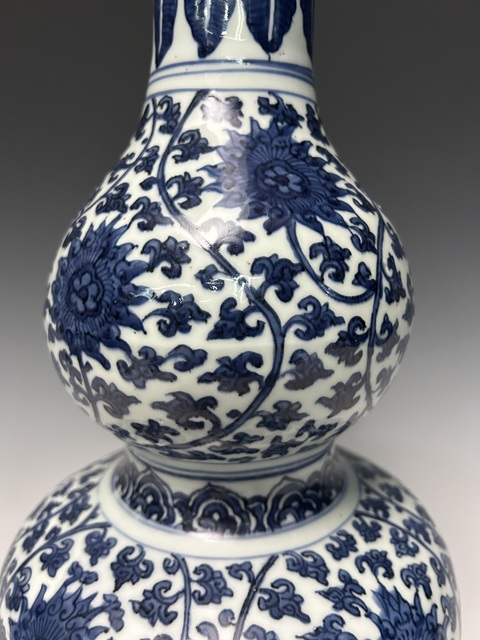 古玩陶瓷明·嘉靖青花花草紋葫蘆瓶真品鑒賞圖