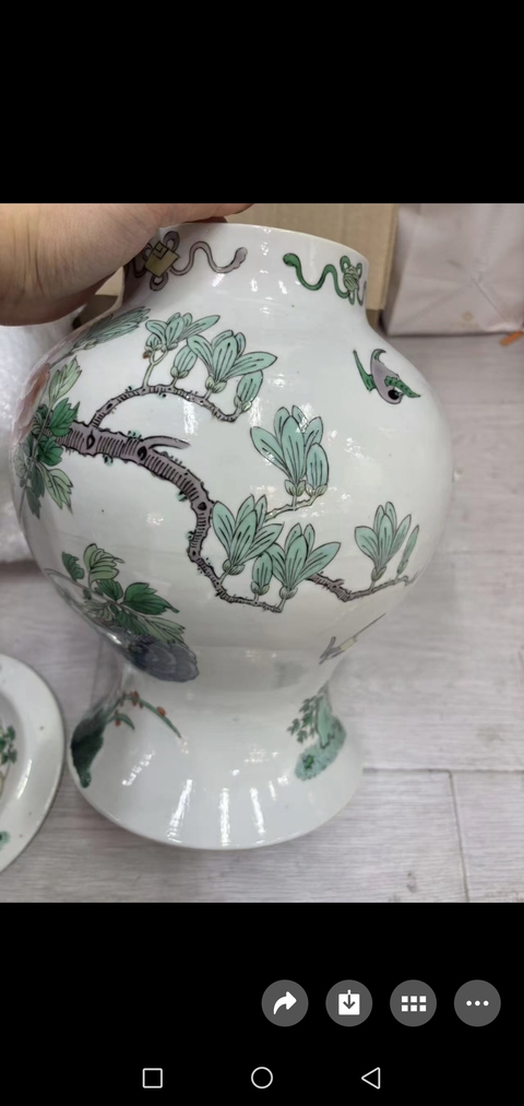 古玩陶瓷五彩雉雞牡丹圖蓋罐真品鑒賞圖