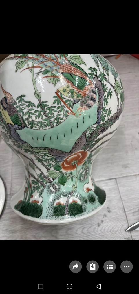 古玩陶瓷五彩雉雞牡丹圖蓋罐真品鑒賞圖