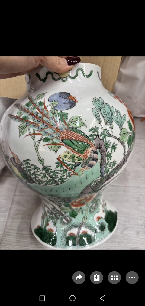 古玩陶瓷五彩雉雞牡丹圖蓋罐真品鑒賞圖