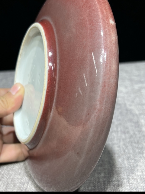 古玩陶瓷紅釉洗真品鑒賞圖