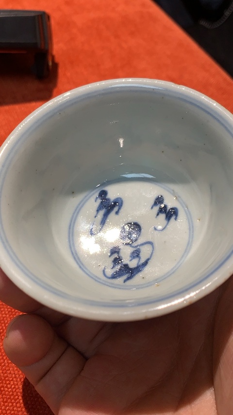 古玩陶瓷龍鳳紋青花杯真品鑒賞圖