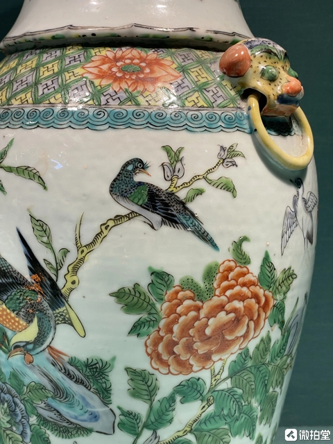 古玩陶瓷廣彩花鳥雙耳瓶拍賣，當(dāng)前價格5500元