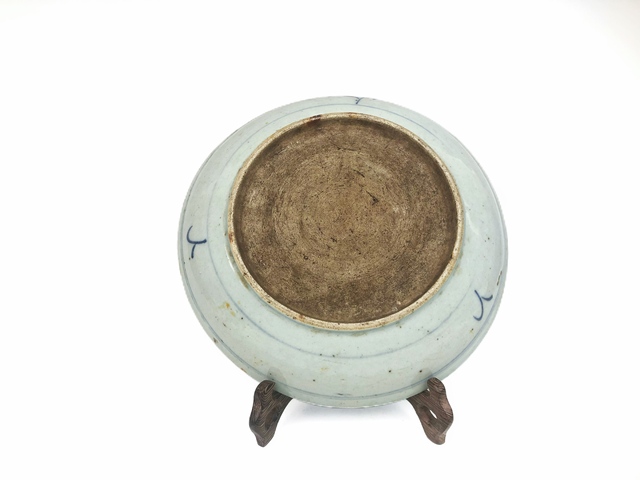 古玩陶瓷清中早期·青花太陽花紋盤真品鑒賞圖