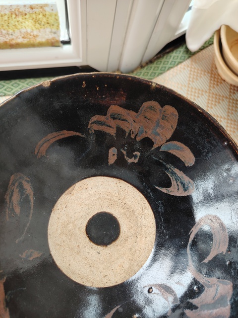 古玩陶瓷元代.黑釉鐵銹花葵口碗拍賣，當前價格2800元