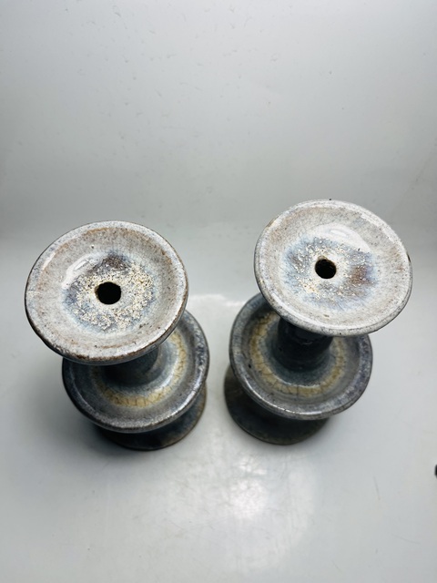 古玩陶瓷(清代)窯變哥釉燈臺一對拍賣,當前價格0元