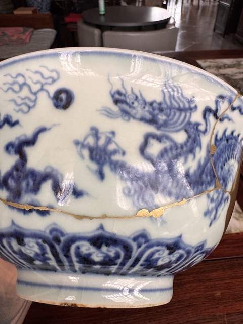 古玩陶瓷龍紋青花碗真品鑒賞圖