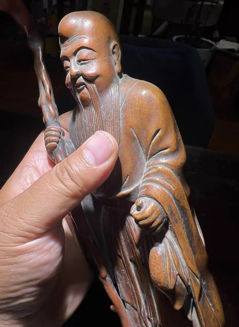 古玩雜項木雕人物真品鑒賞圖