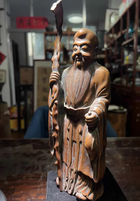 古玩雜項木雕人物真品鑒賞圖