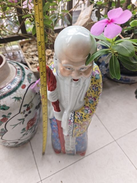 古玩陶瓷民國粉彩壽星造像拍賣,當前價格280元