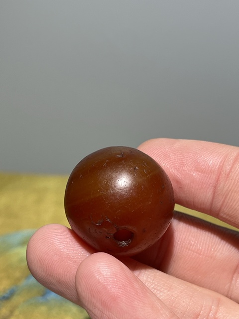 古玩玉器瑪瑙圓珠真品鑒賞圖