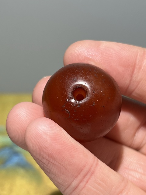 古玩玉器瑪瑙圓珠真品鑒賞圖