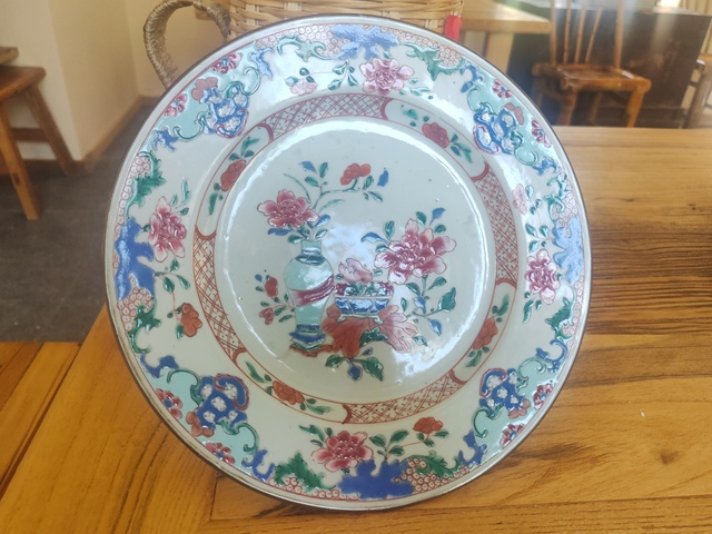 古玩陶瓷博古花卉紋粉彩盤拍賣,當前價格2800元