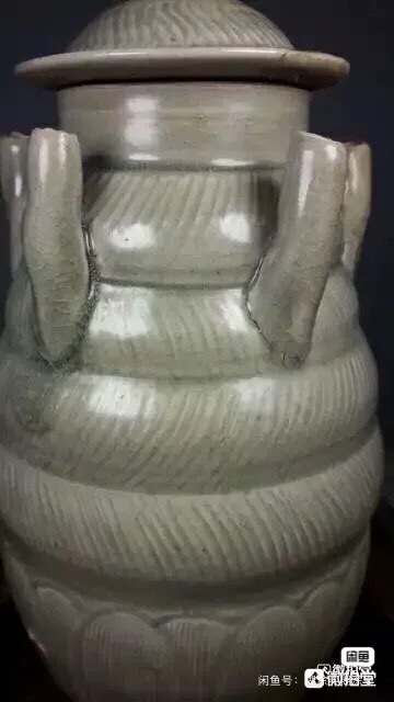 古玩陶瓷龍泉青瓷刻花五管瓶真品鑒賞圖