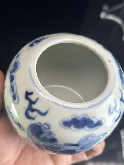 古玩陶瓷清晚·青花獅紋水盂 真品鑒賞圖