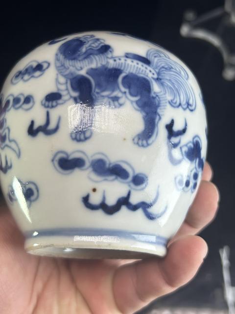 古玩陶瓷清晚·青花獅紋水盂 真品鑒賞圖
