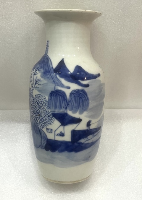 古玩陶瓷樵漁耕讀山水紋青花瓶拍賣,當前價格1288元