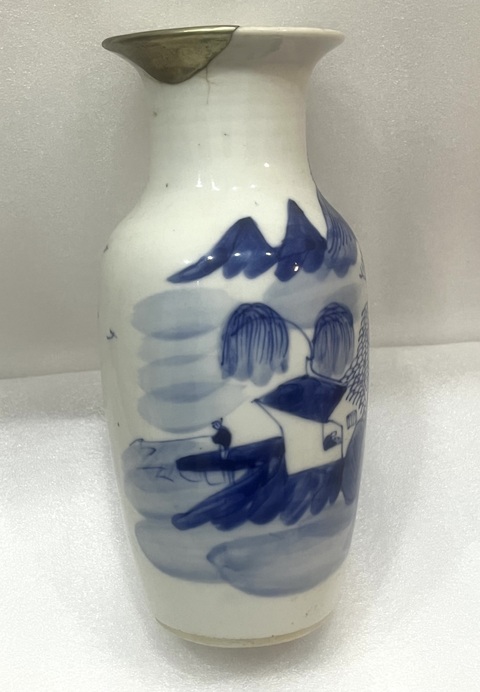 古玩陶瓷樵漁耕讀山水紋青花瓶拍賣,當前價格1288元