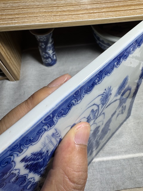 古玩陶瓷青花花鳥紋瓷板真品鑒賞圖