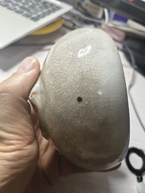 古玩陶瓷石灣窯哥釉三足爐真品鑒賞圖