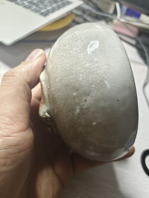 古玩陶瓷石灣窯哥釉三足爐真品鑒賞圖