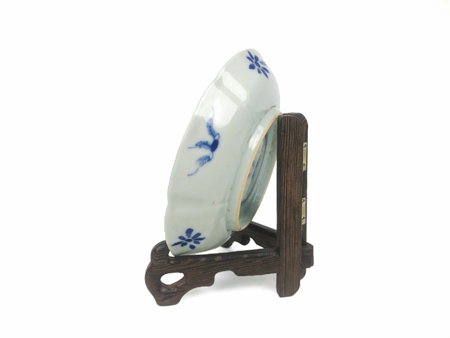 古玩陶瓷清光緒·青花魚(yú)蝦蟹花口盤(pán)真品鑒賞圖