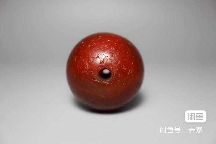 古玩玉器紅瑪瑙珠真品鑒賞圖