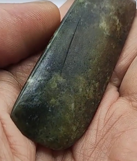 古玩玉器仿文化期玉斧真品鑒賞圖