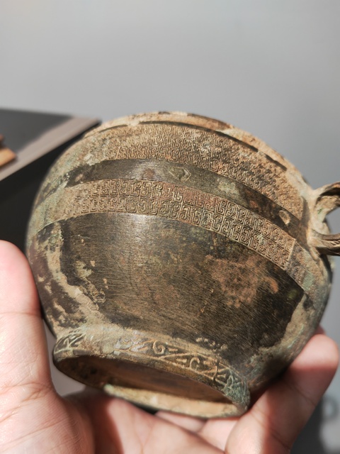 古玩銅器耳杯真品鑒賞圖