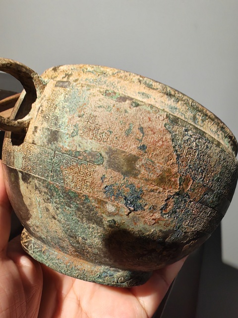 古玩銅器耳杯真品鑒賞圖