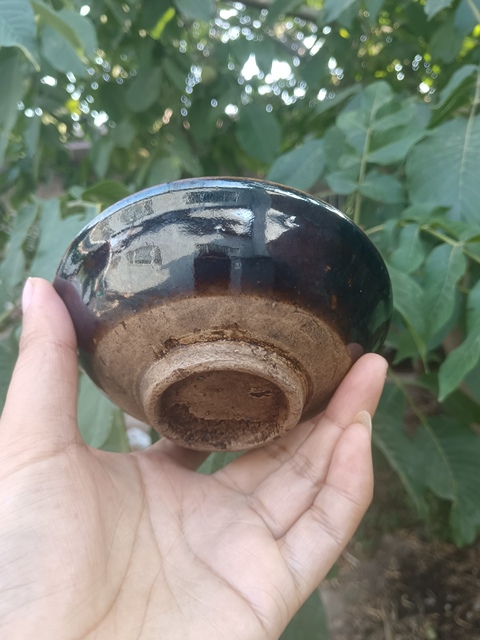 古玩陶瓷褐釉澀圈圈足疊燒工藝碗真品鑒賞圖