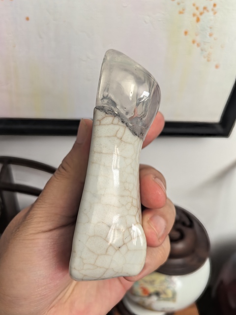 古玩陶瓷晚明哥釉瓷硯真品鑒賞圖