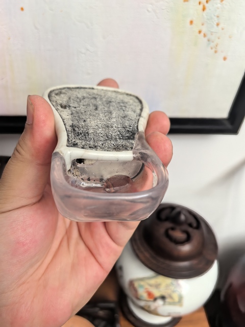 古玩陶瓷晚明哥釉瓷硯真品鑒賞圖
