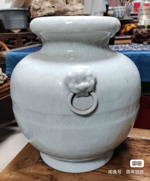 古玩陶瓷青釉刻花洗口罐真品鑒賞圖