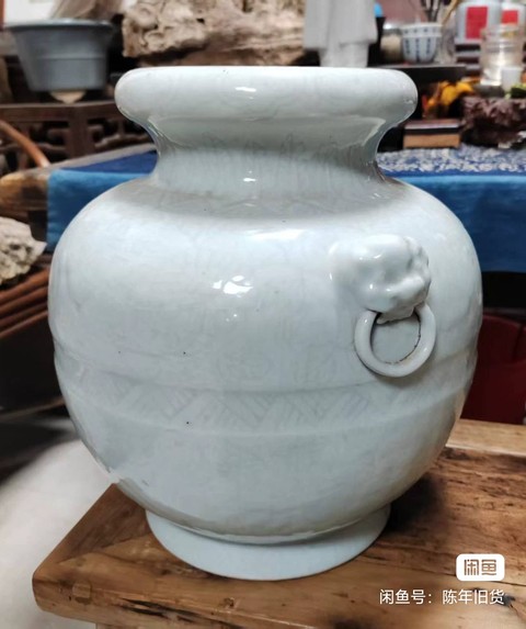古玩陶瓷青釉刻花洗口罐真品鑒賞圖