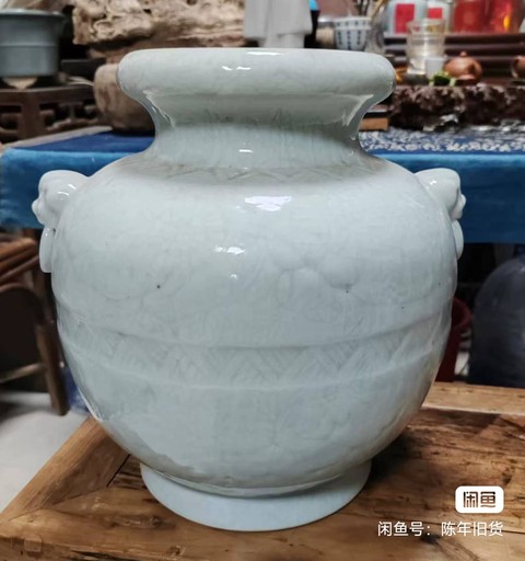 古玩陶瓷青釉刻花洗口罐真品鑒賞圖