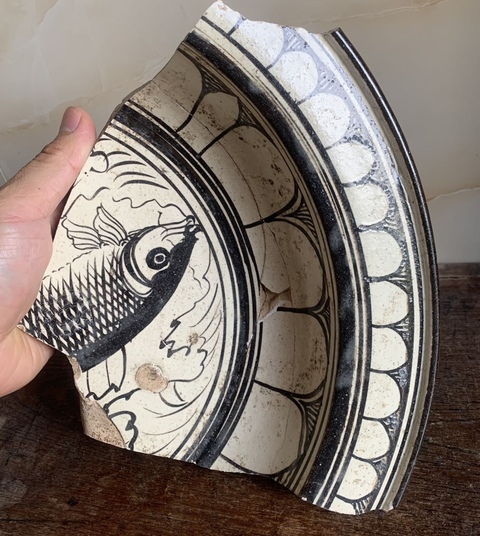 古玩陶瓷磁州窯魚盆標本真品鑒賞圖