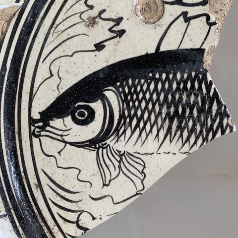 古玩陶瓷磁州窯魚盆標本真品鑒賞圖