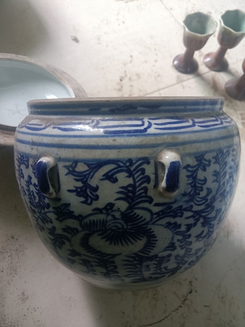 古玩陶瓷青花四系粥罐真品鑒賞圖