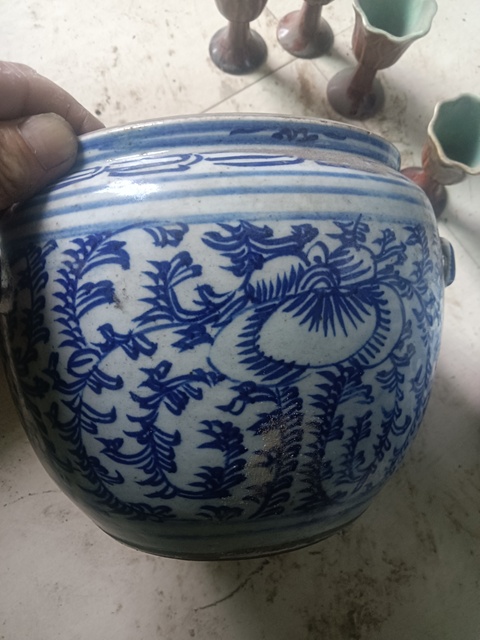 古玩陶瓷青花四系粥罐真品鑒賞圖