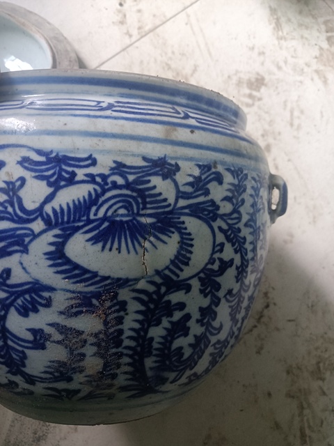 古玩陶瓷青花四系粥罐真品鑒賞圖