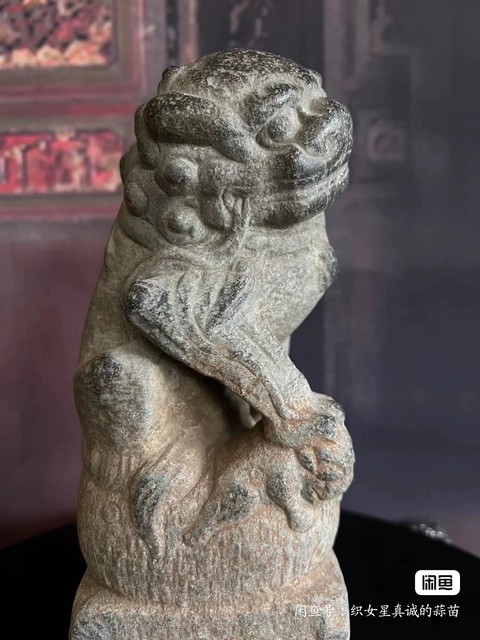 古玩雜項樁頭獅真品鑒賞圖