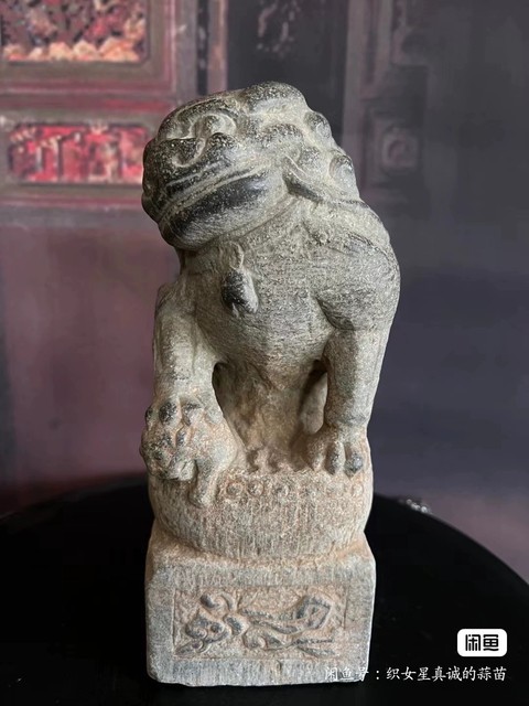 古玩雜項樁頭獅真品鑒賞圖