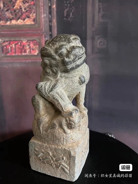 古玩雜項樁頭獅真品鑒賞圖