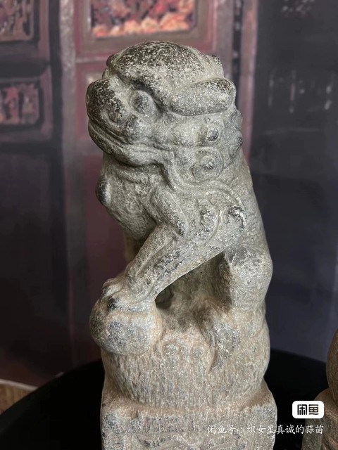 古玩雜項樁頭獅真品鑒賞圖