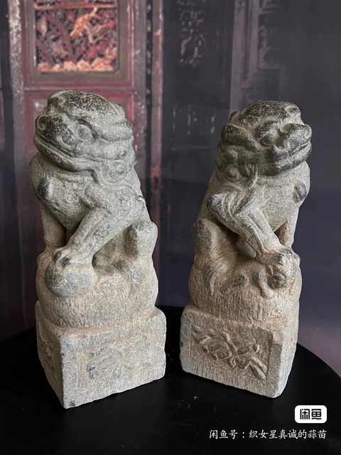 古玩雜項樁頭獅真品鑒賞圖
