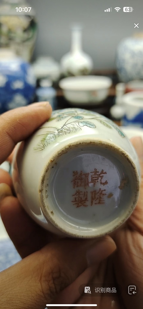 古玩陶瓷粉彩蟲草紋瓶真品鑒賞圖